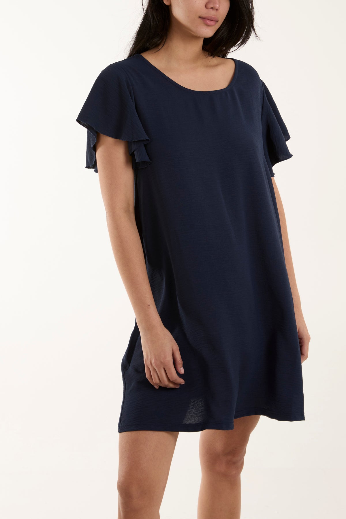 Cross Back Frill Sleeve Tunic Dress