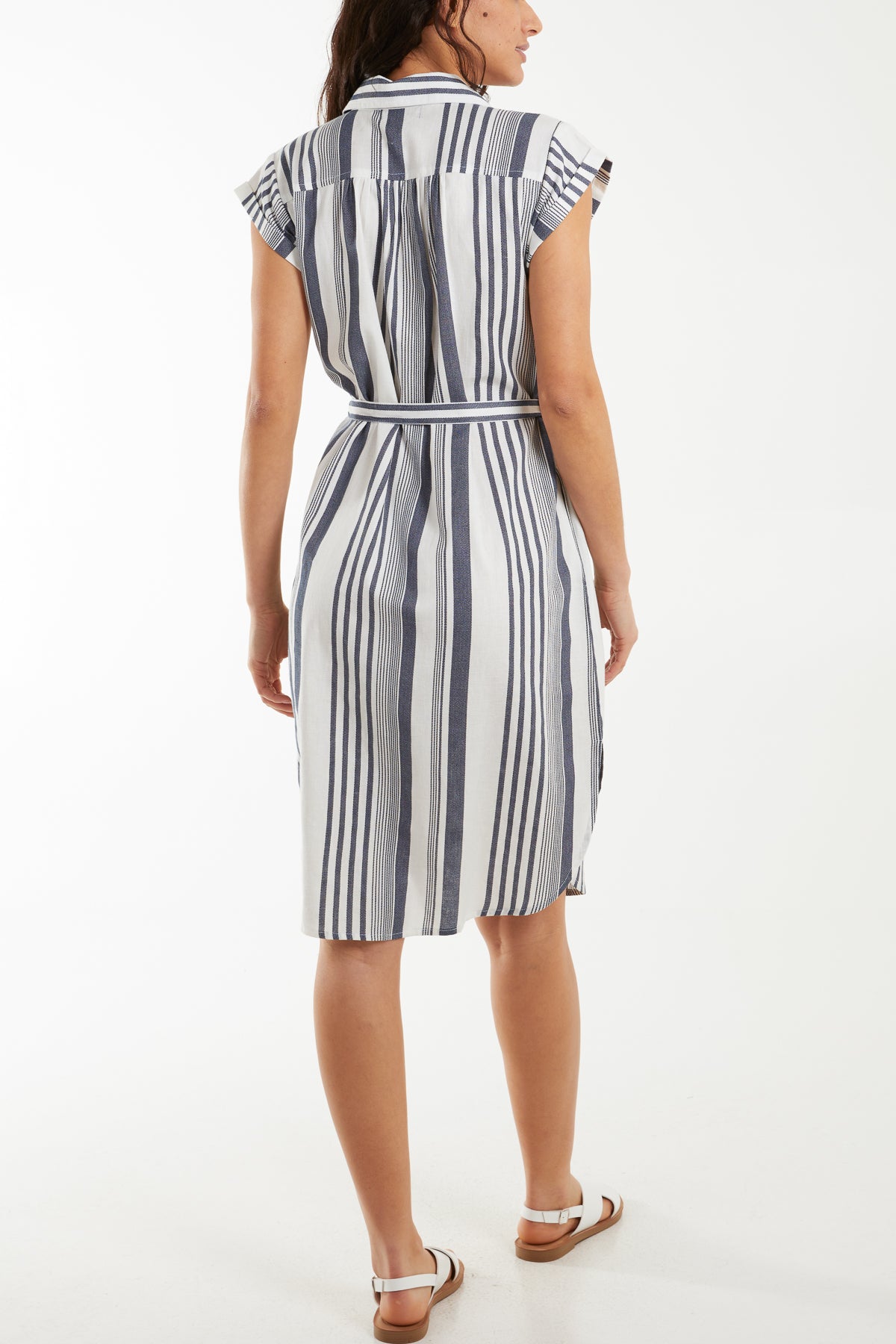 Stripe Button Front Shirt Dress