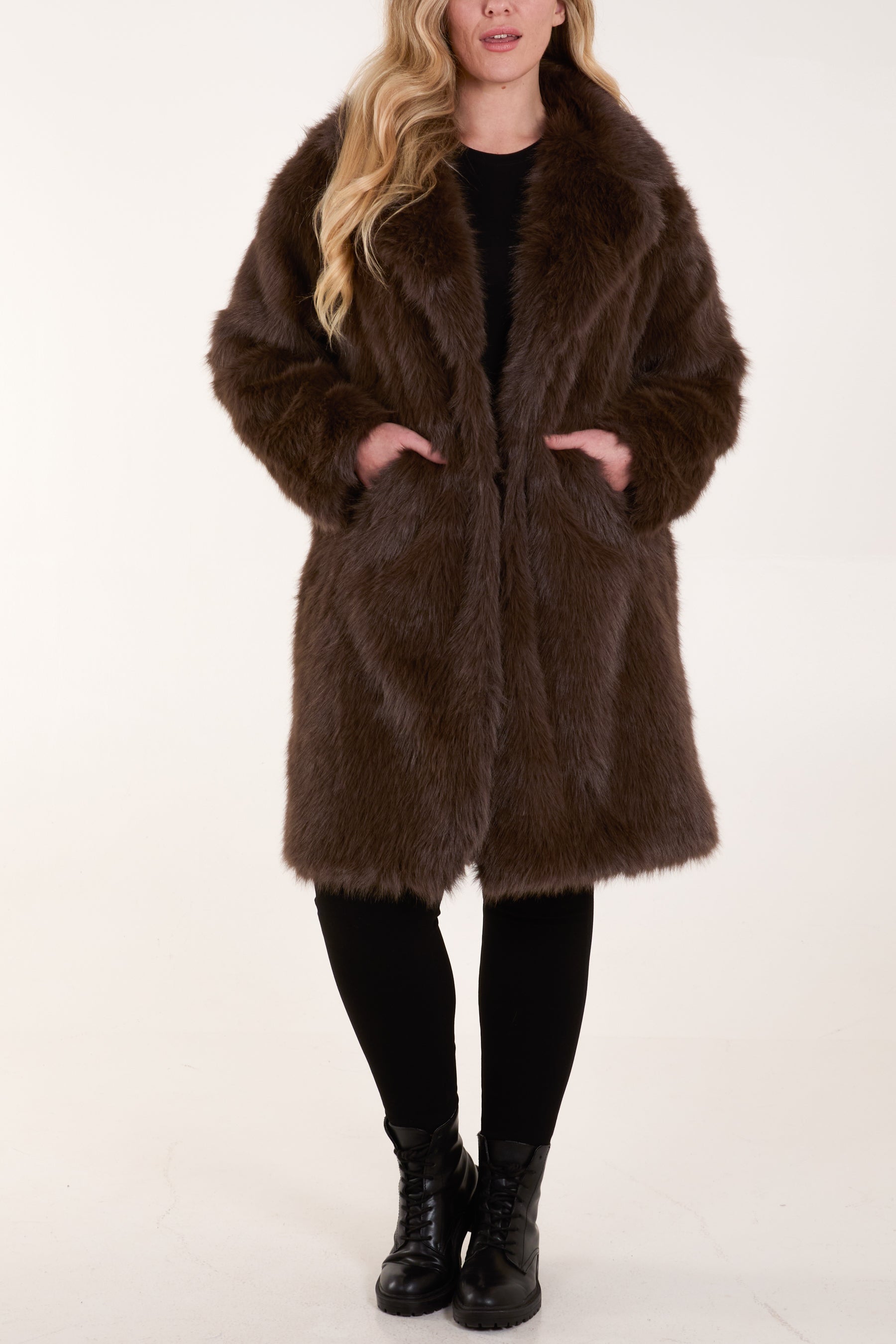 Soft Faux Fur Pocket Coat