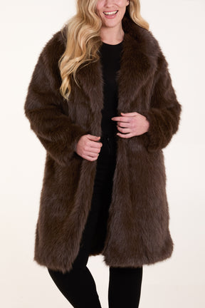 Soft Faux Fur Pocket Coat