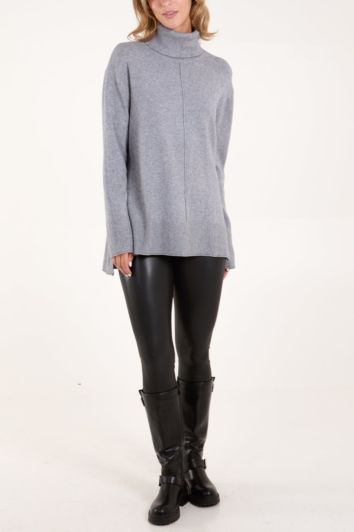 Roll Neck Jumper With Front Seam Detail