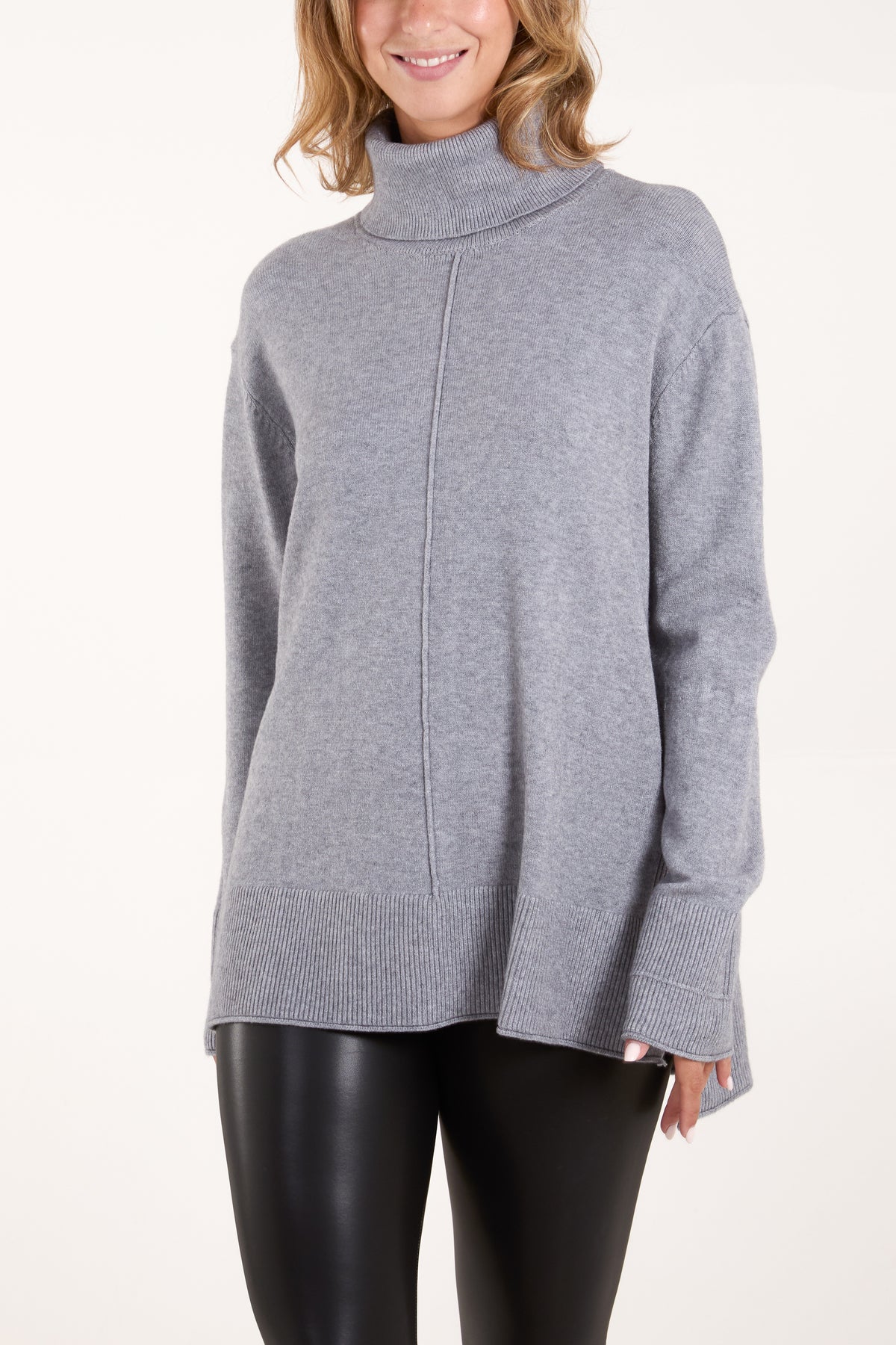 Roll Neck Jumper With Front Seam Detail