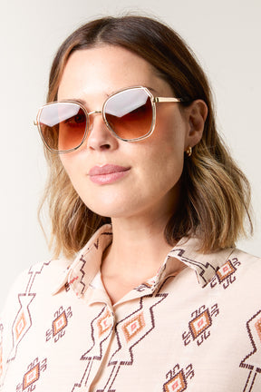 Gold Frame Oversized Sunglasses