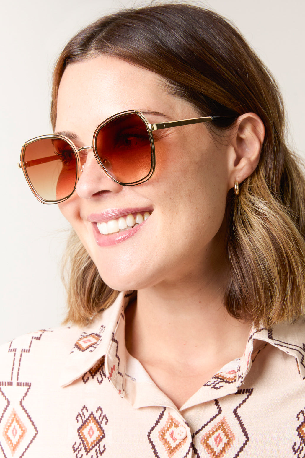 Gold Frame Oversized Sunglasses