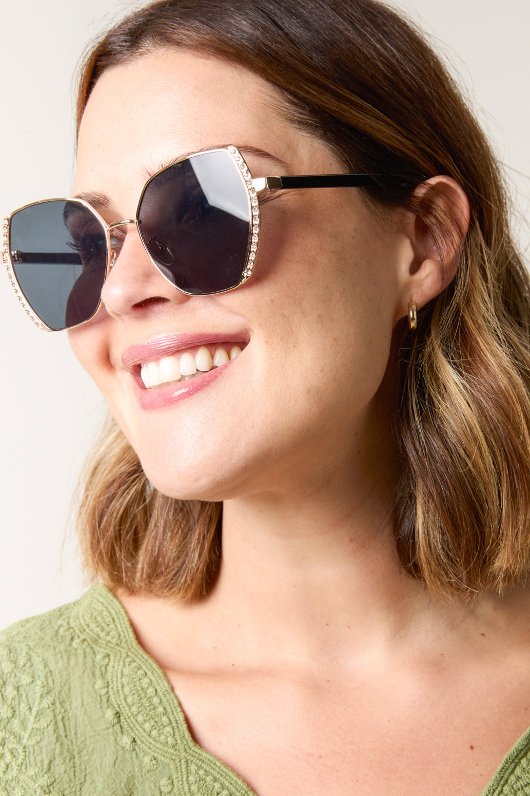 Gold Gem Frame Oversized Sunglasses