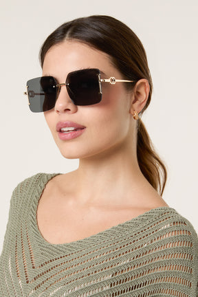 Frameless Oversized Gold Arm Sunglasses