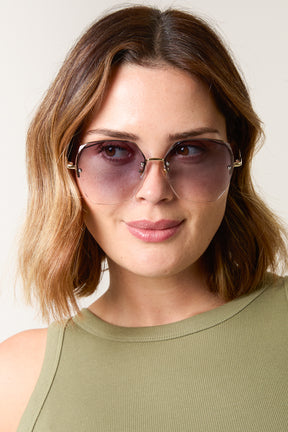 Frameless Purple Lens Sunglasses