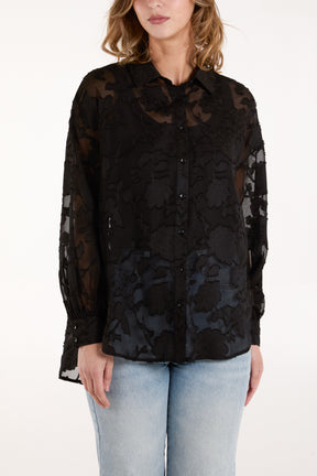 Sheer Floral Devore Shirt