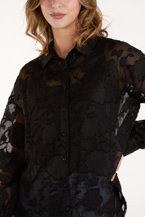 Sheer Floral Devore Shirt