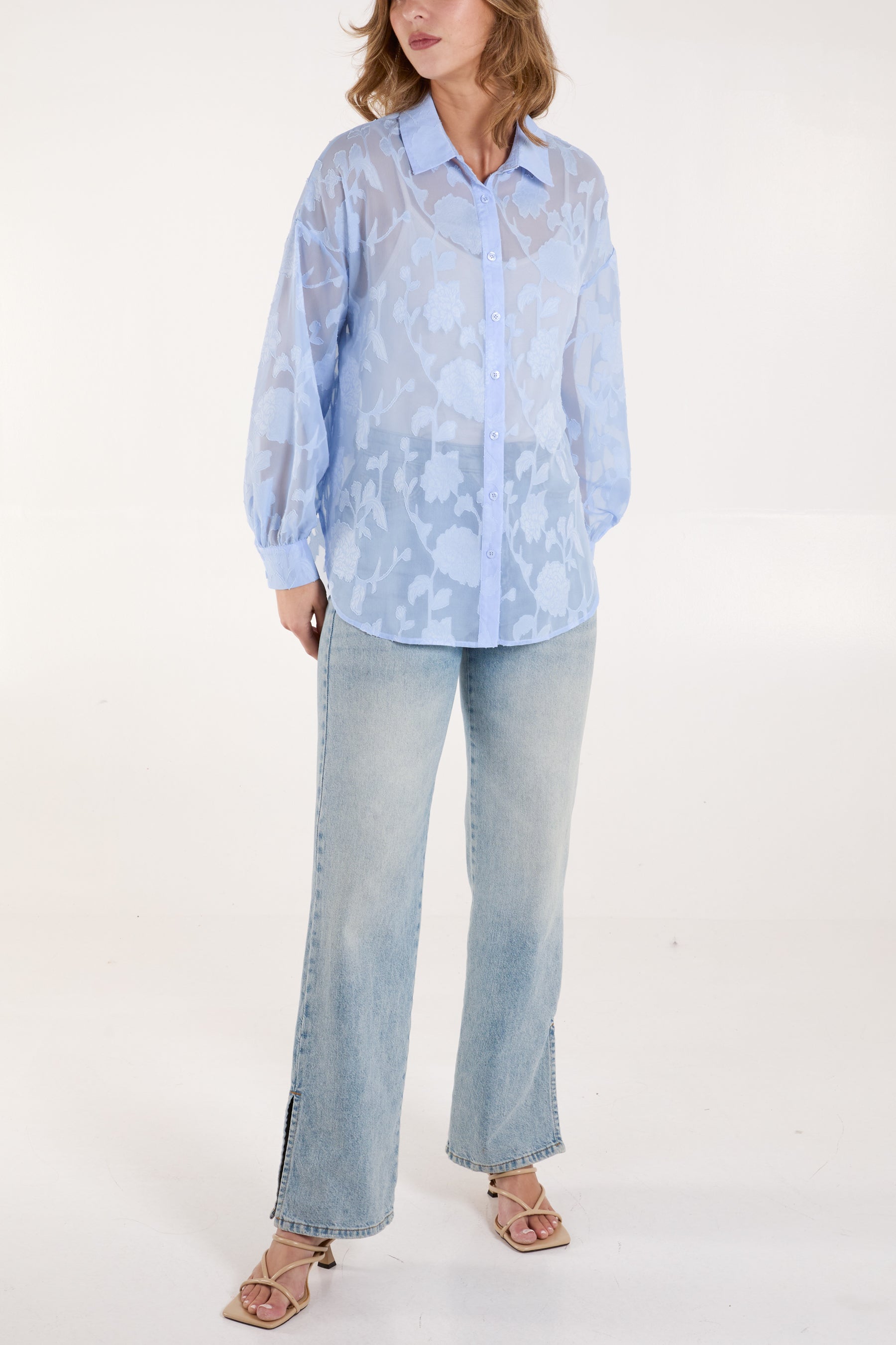 Sheer Floral Devore Shirt