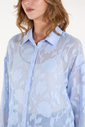 Sheer Floral Devore Shirt