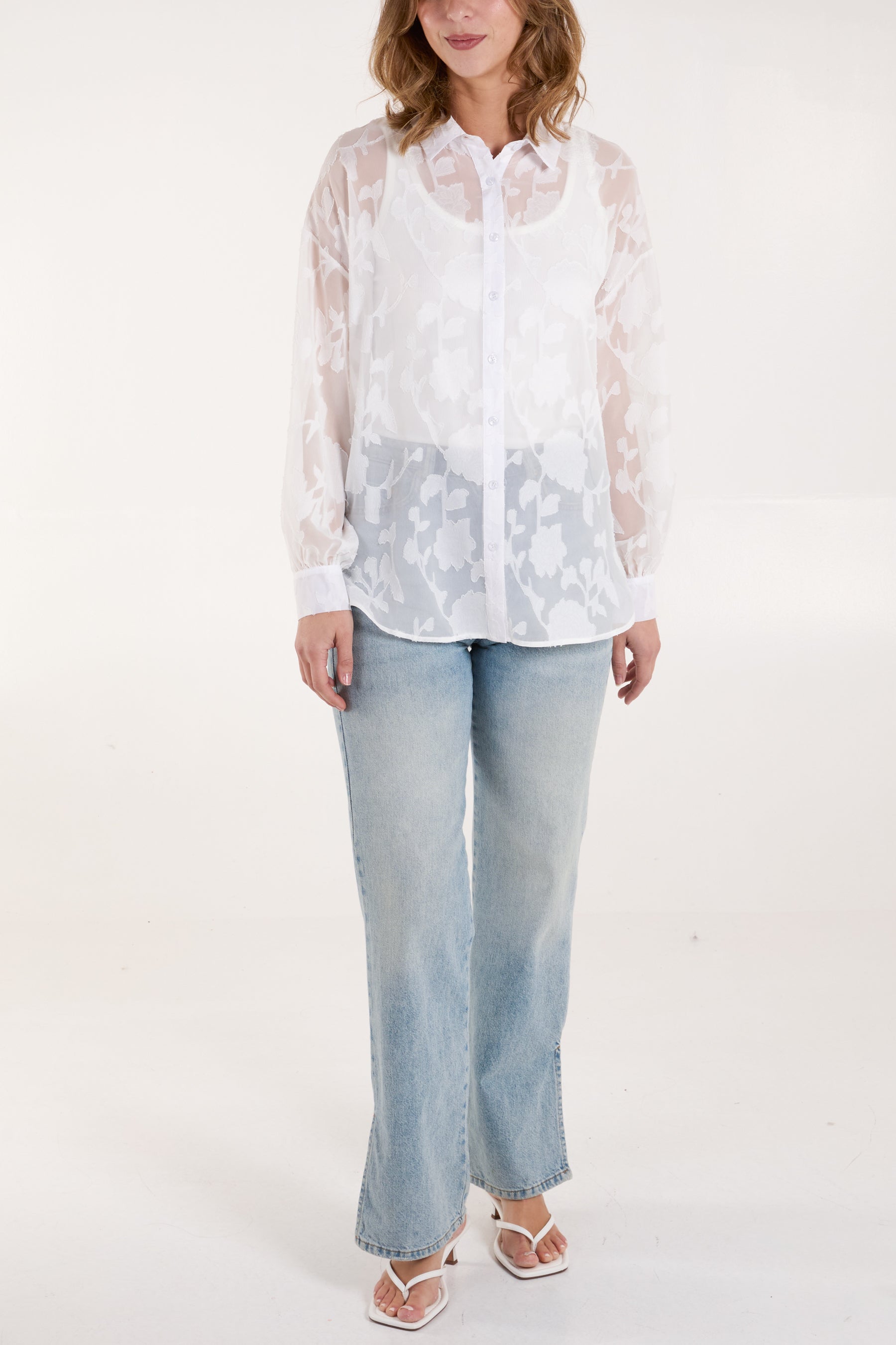 Sheer Floral Devore Shirt