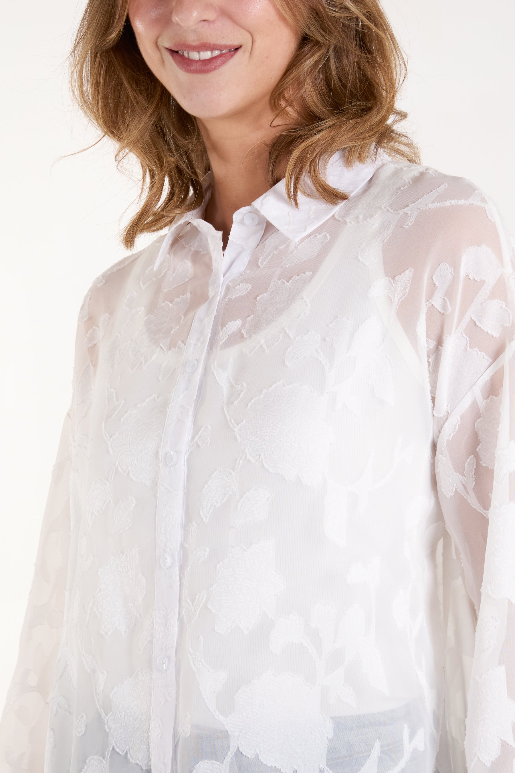 Sheer Floral Devore Shirt