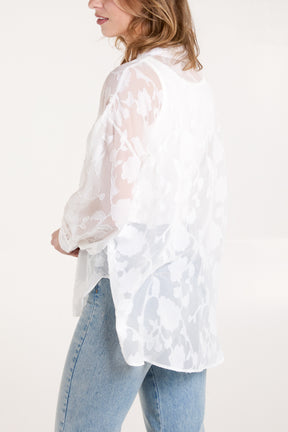 Sheer Floral Devore Shirt