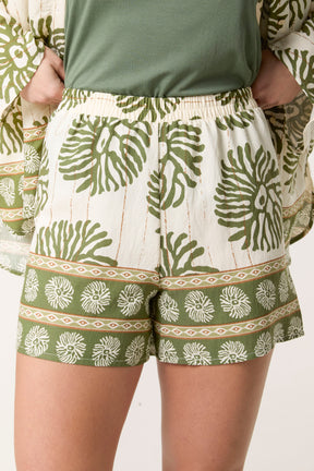 Printed & Gold Detail Elasticated Shorts