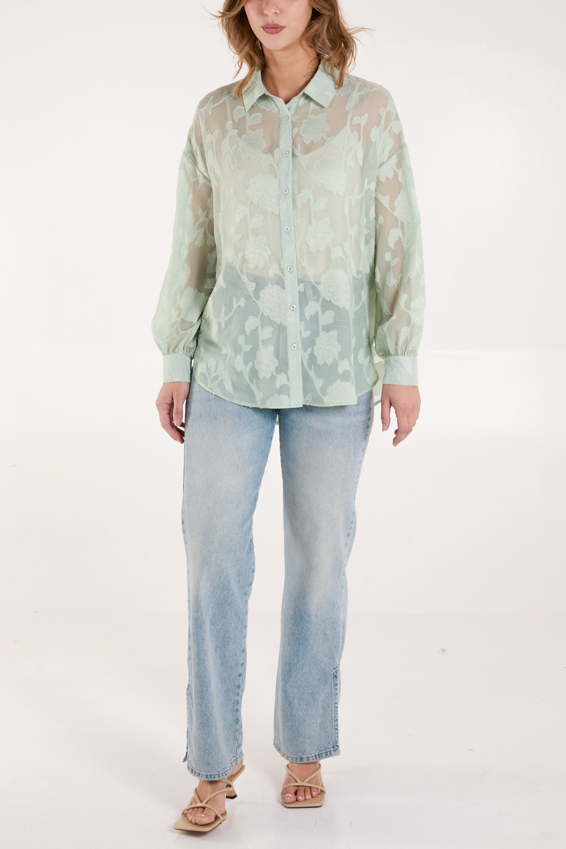 Sheer Floral Devore Shirt