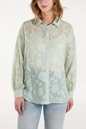 Sheer Floral Devore Shirt