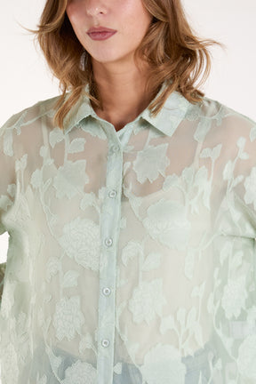 Sheer Floral Devore Shirt