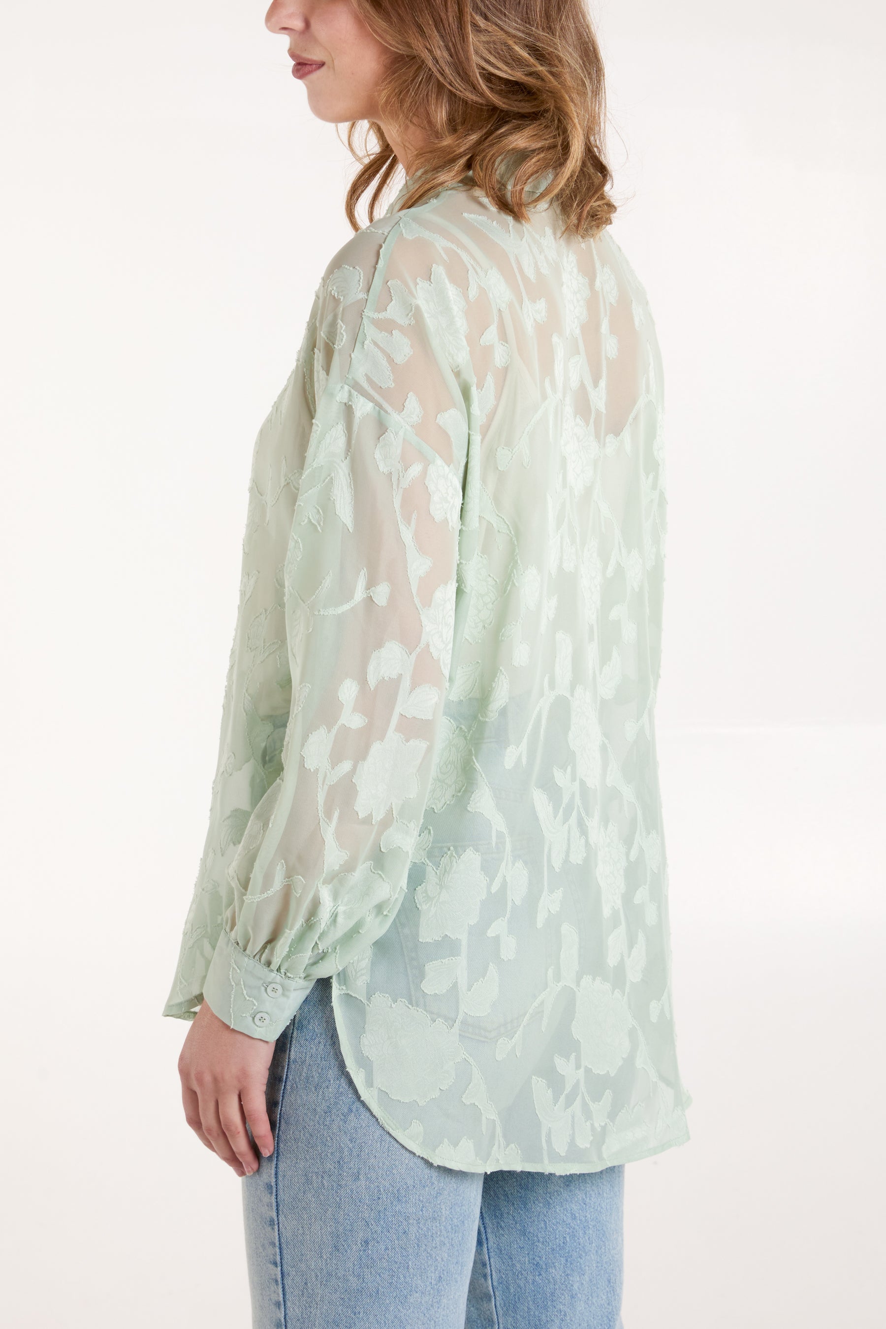 Sheer Floral Devore Shirt