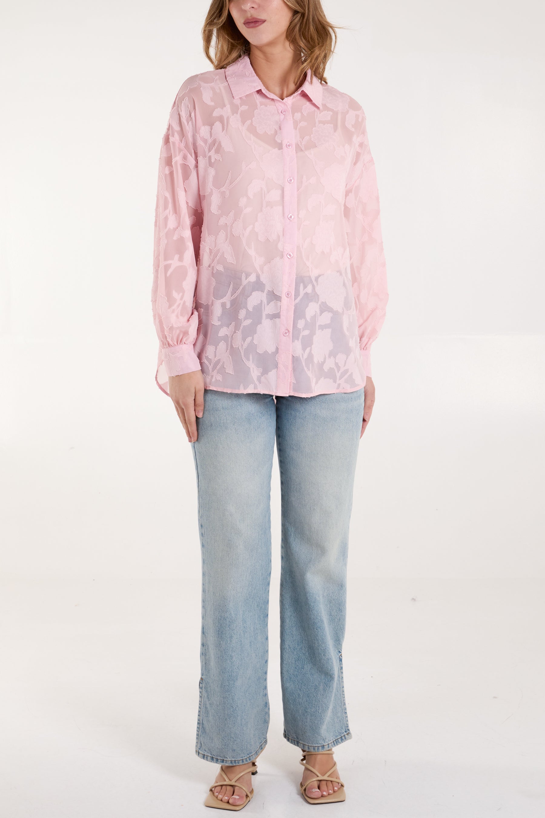 Sheer Floral Devore Shirt