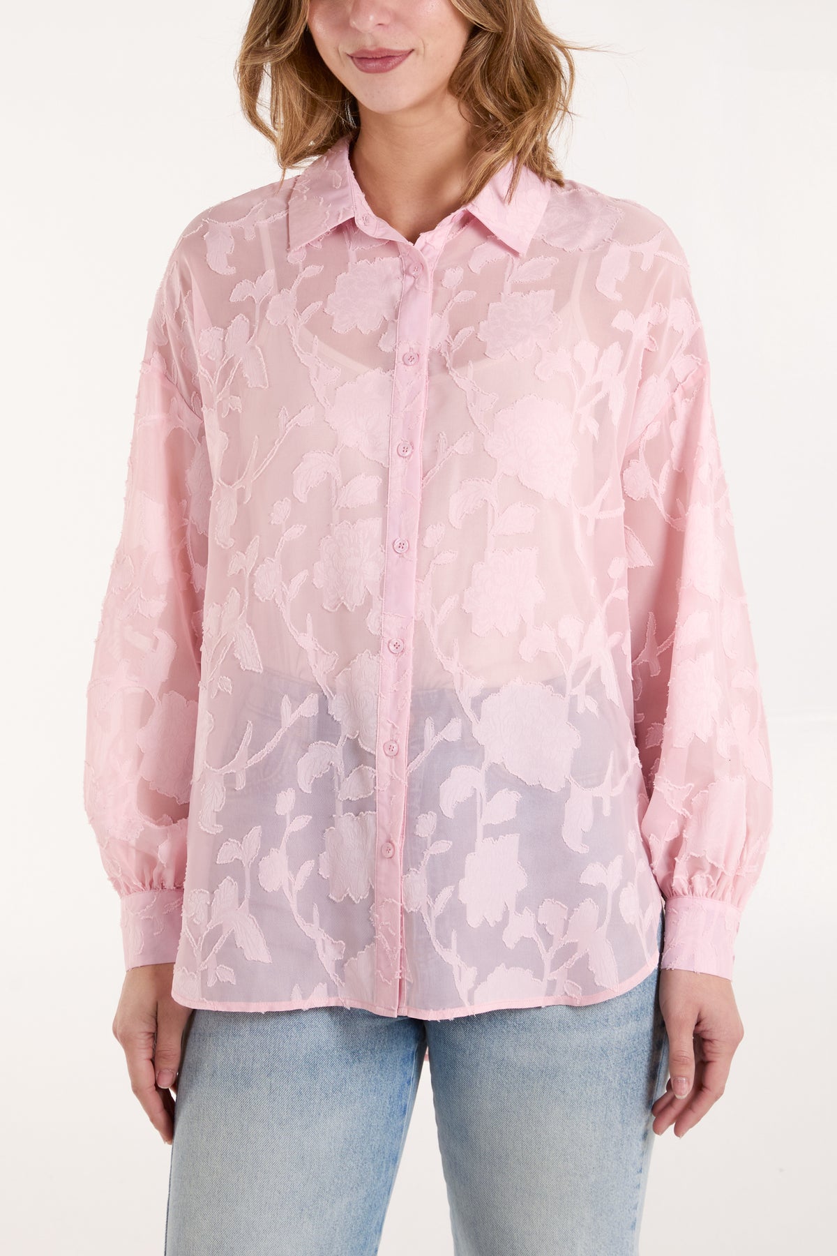 Sheer Floral Devore Shirt