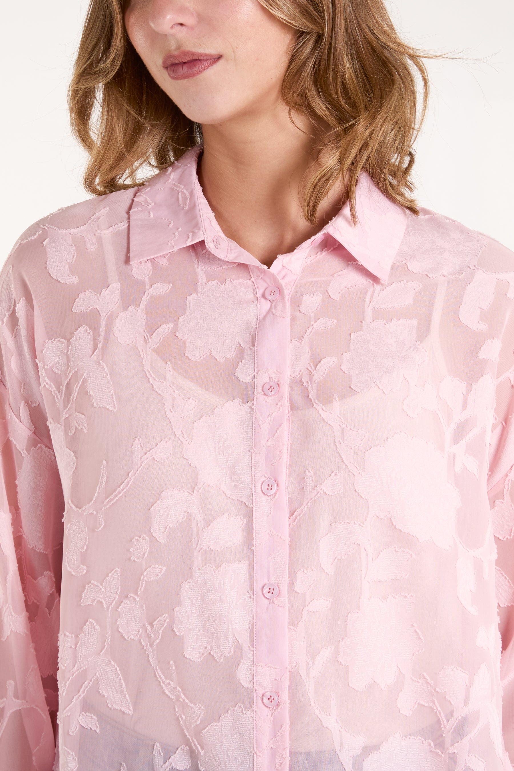 Sheer Floral Devore Shirt