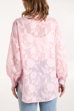 Sheer Floral Devore Shirt