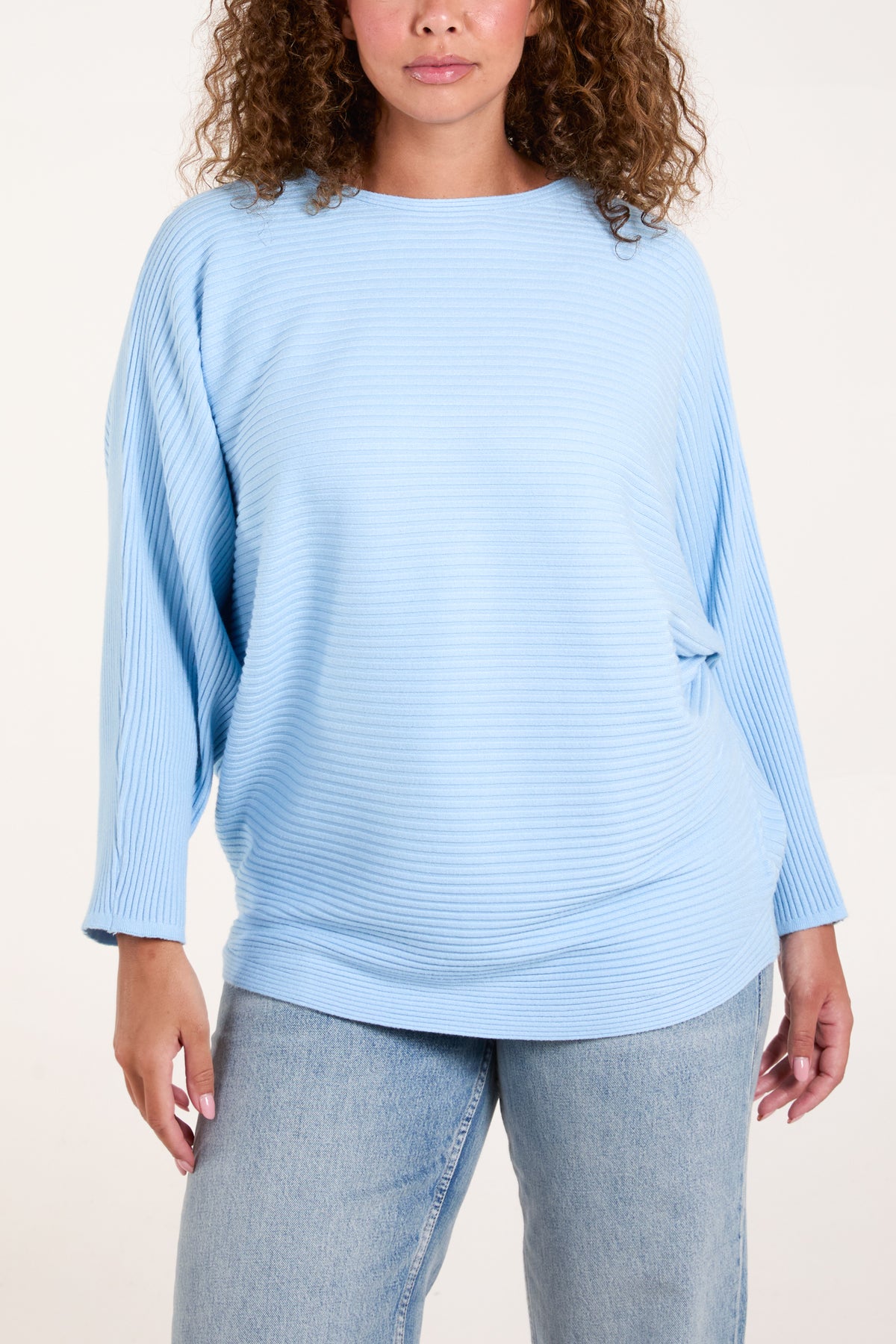 Slant Neck Ribbed Jumper