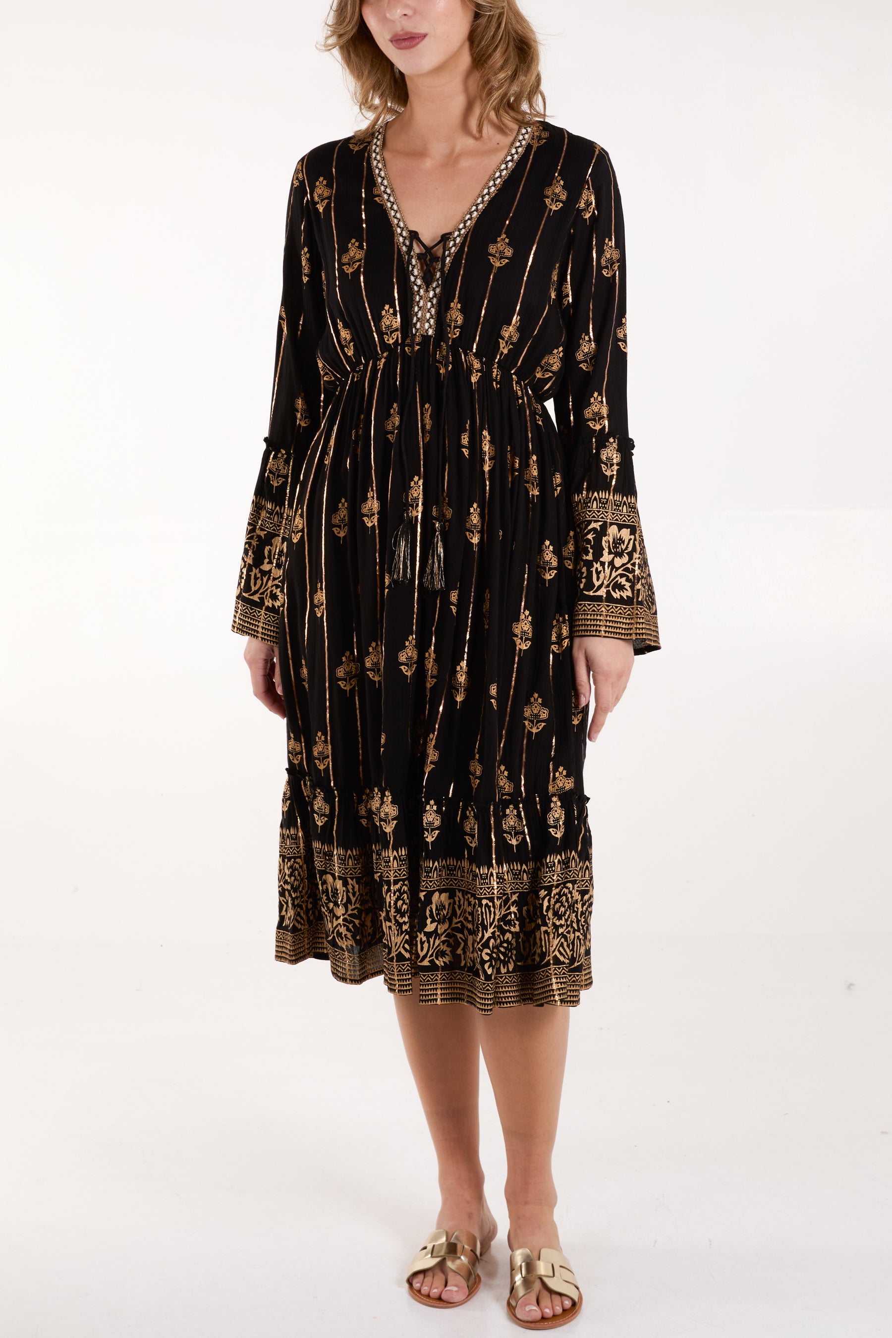 Lace-Up Long Dress