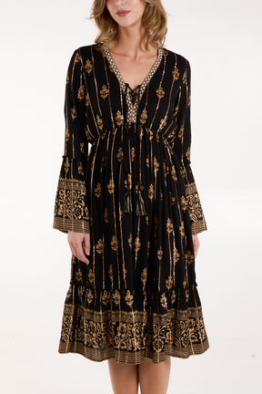 Lace-Up Long Dress
