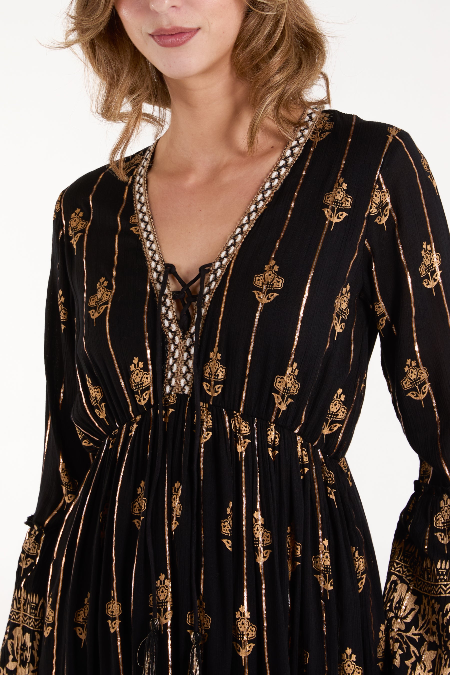 Lace-Up Long Dress