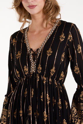 Lace-Up Long Dress