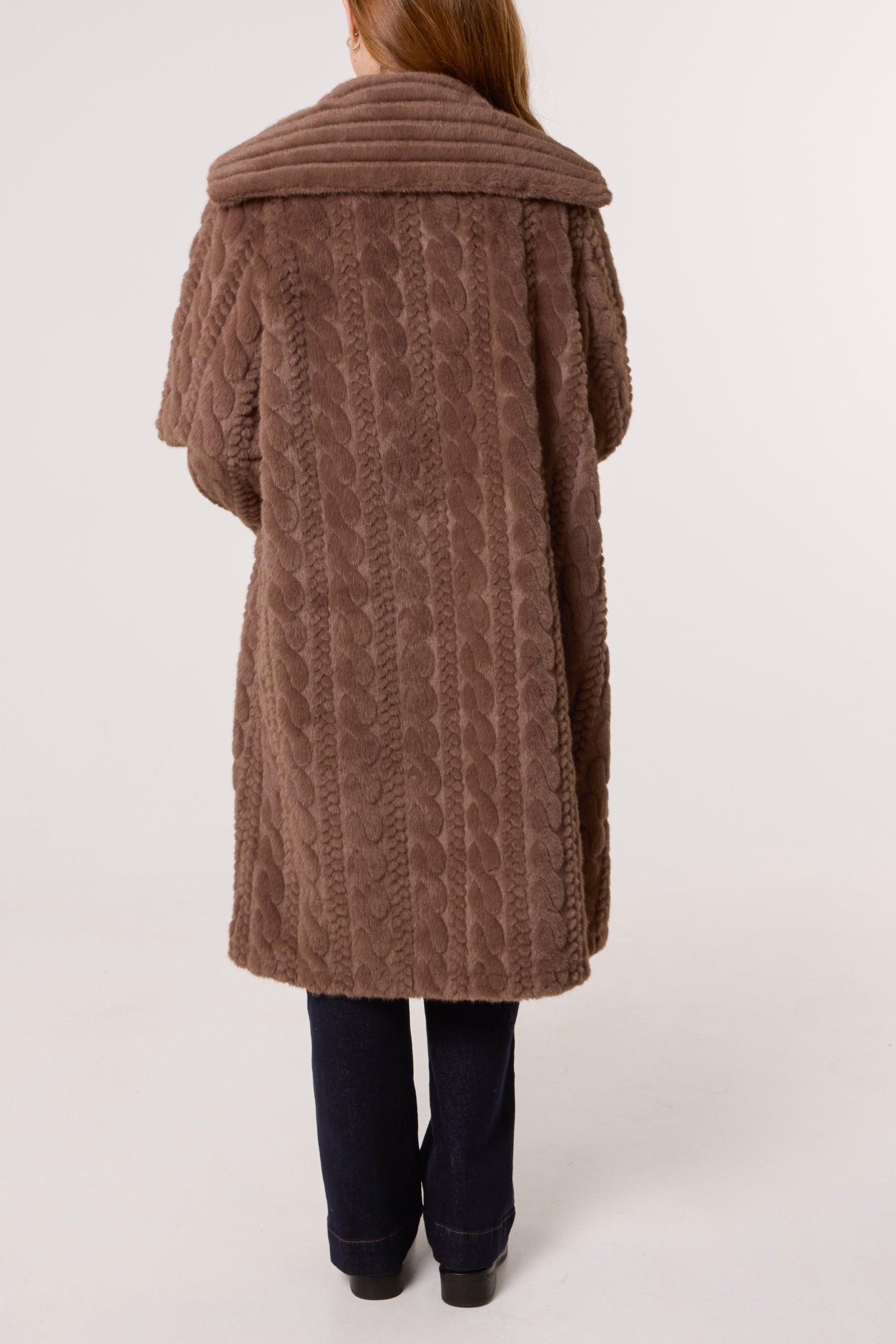 Textured Pattern Faux Fur Coat