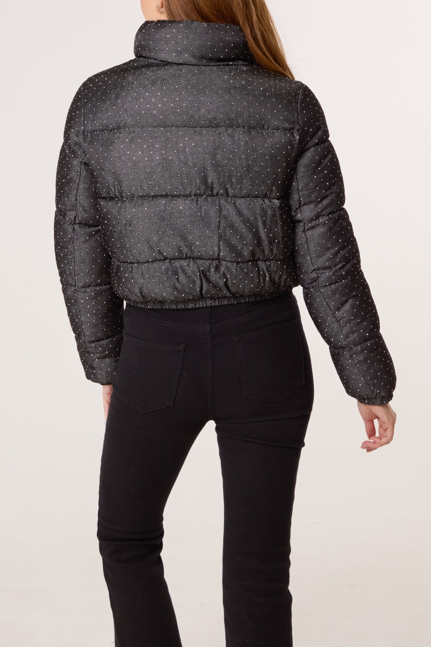Diamante Cropped Puffer Coat