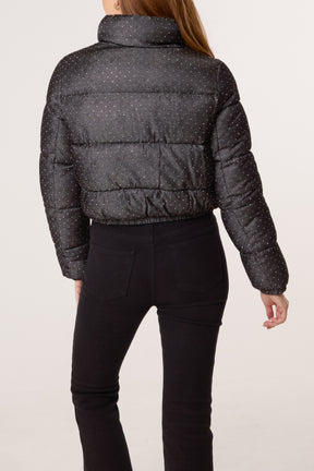 Diamante Cropped Puffer Coat