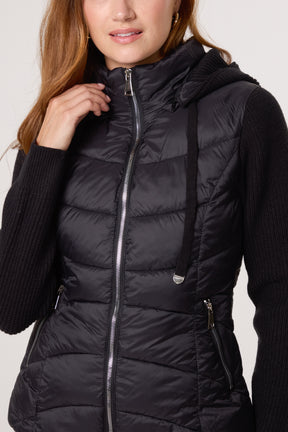 Knitted Sleeve Puffer Quilted Jacket