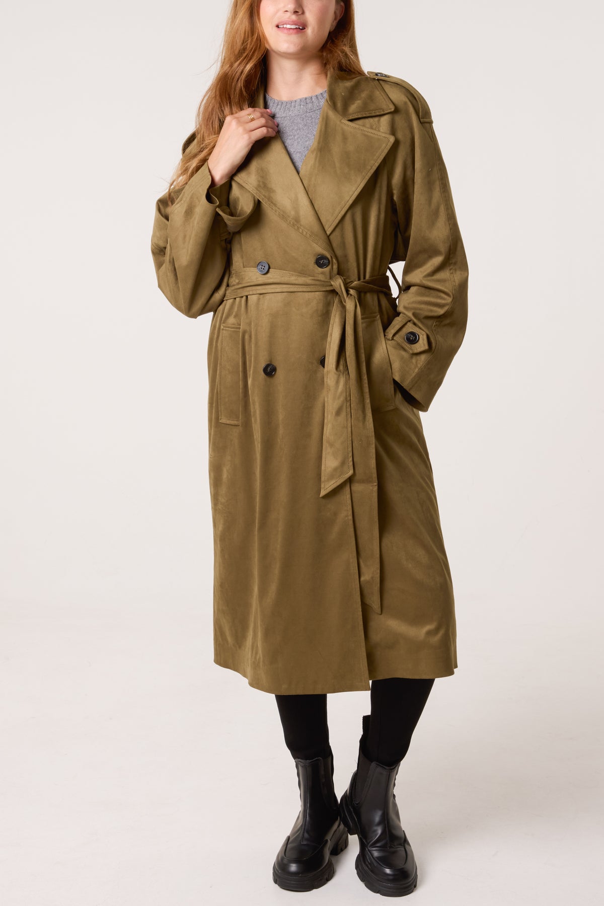 Suede Trench Coat