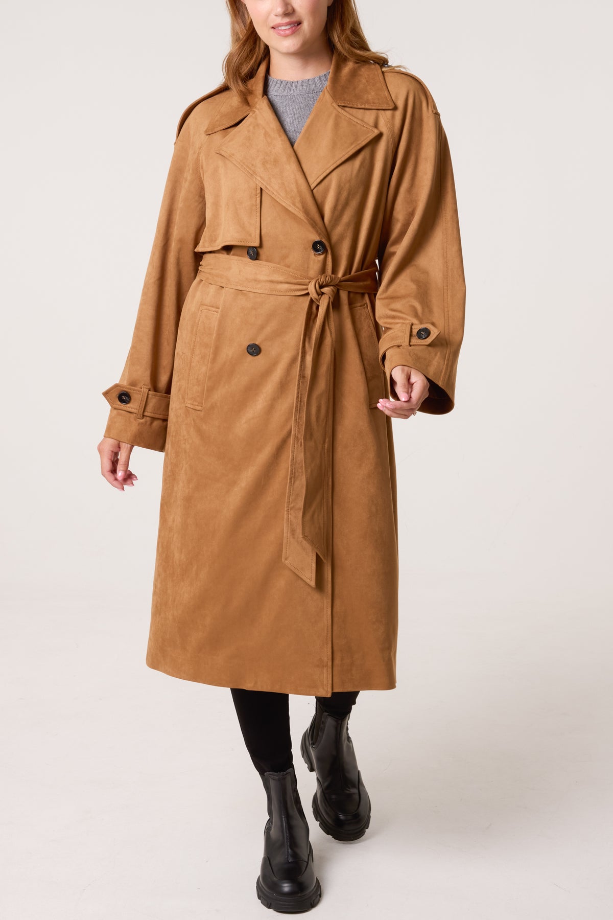 Suede Trench Coat
