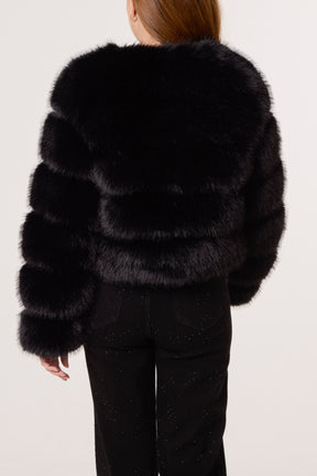 Faux Fur Panelled Cropped Coat