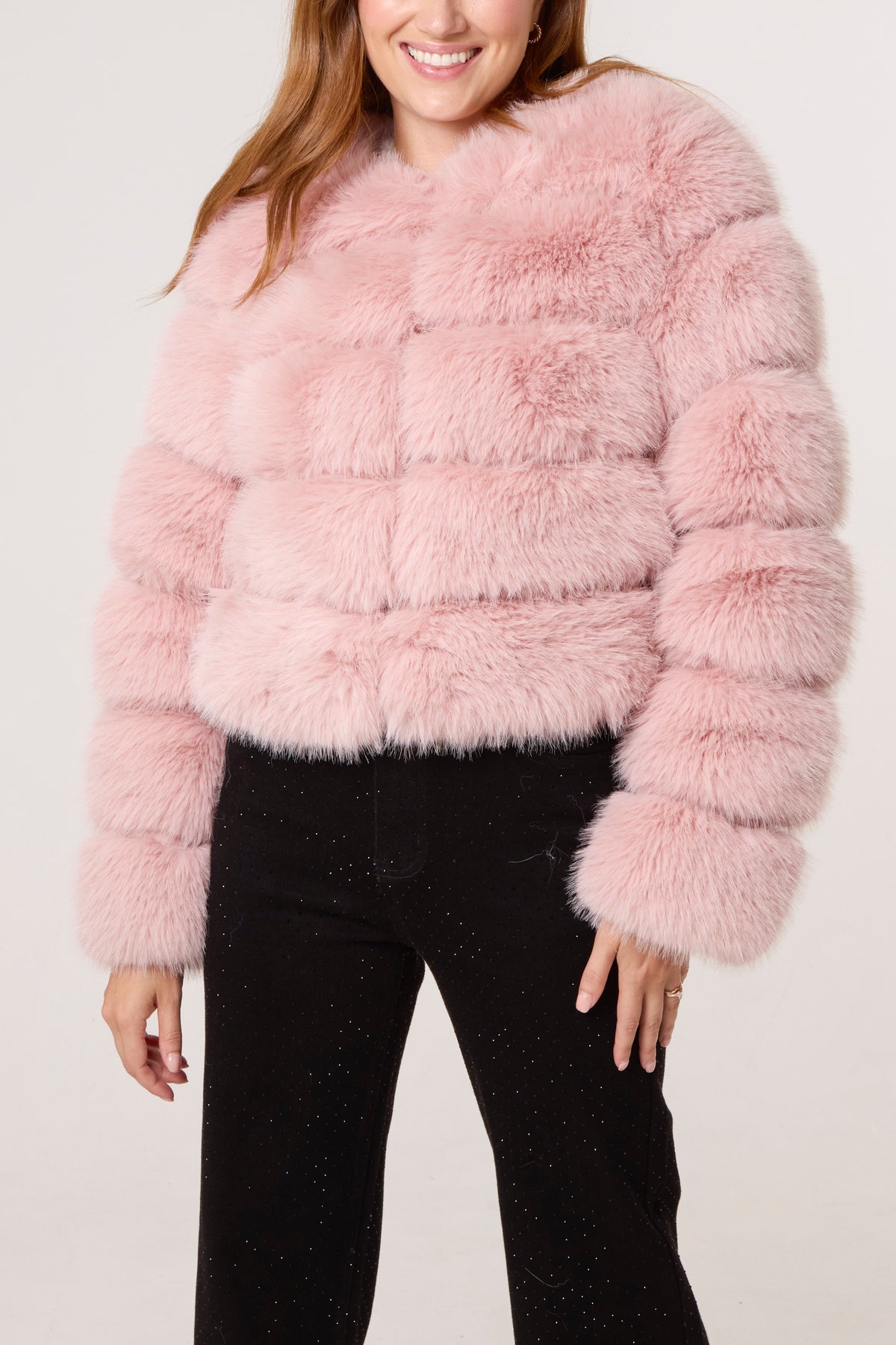 Faux Fur Panelled Cropped Coat