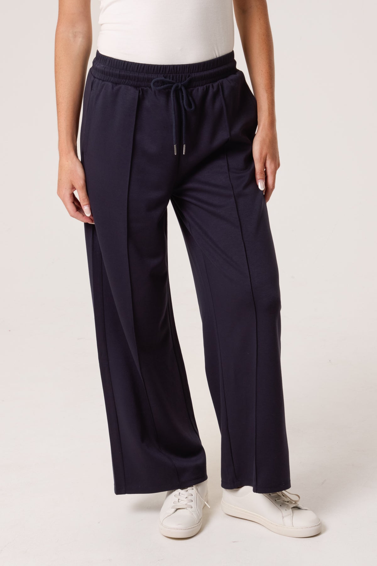 Pintuck Wide Leg Jogger Trousers