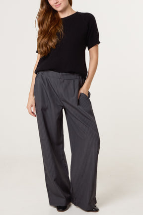 Button Waist Pinstripe Trouser