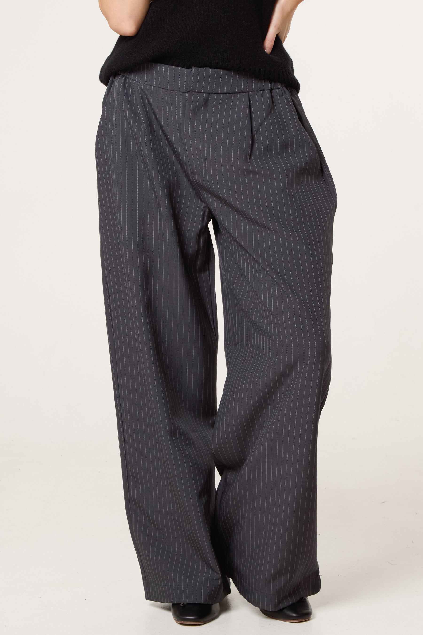 Button Waist Pinstripe Trouser