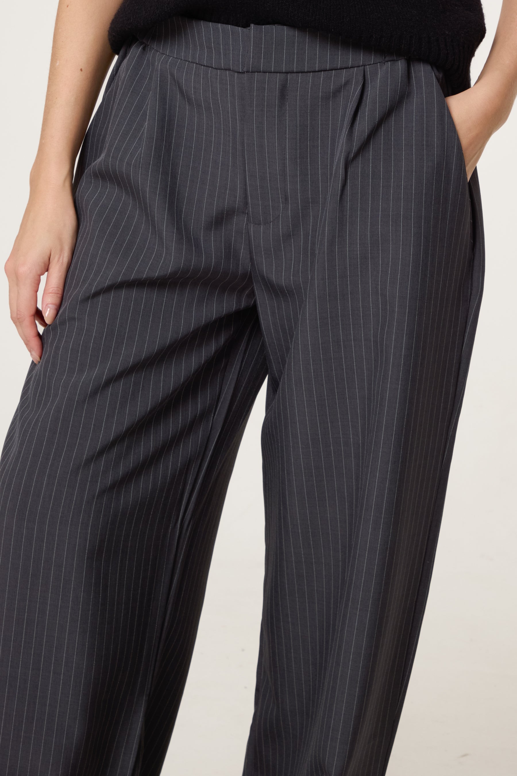 Button Waist Pinstripe Trouser
