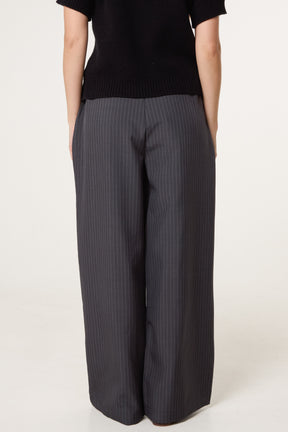 Button Waist Pinstripe Trouser
