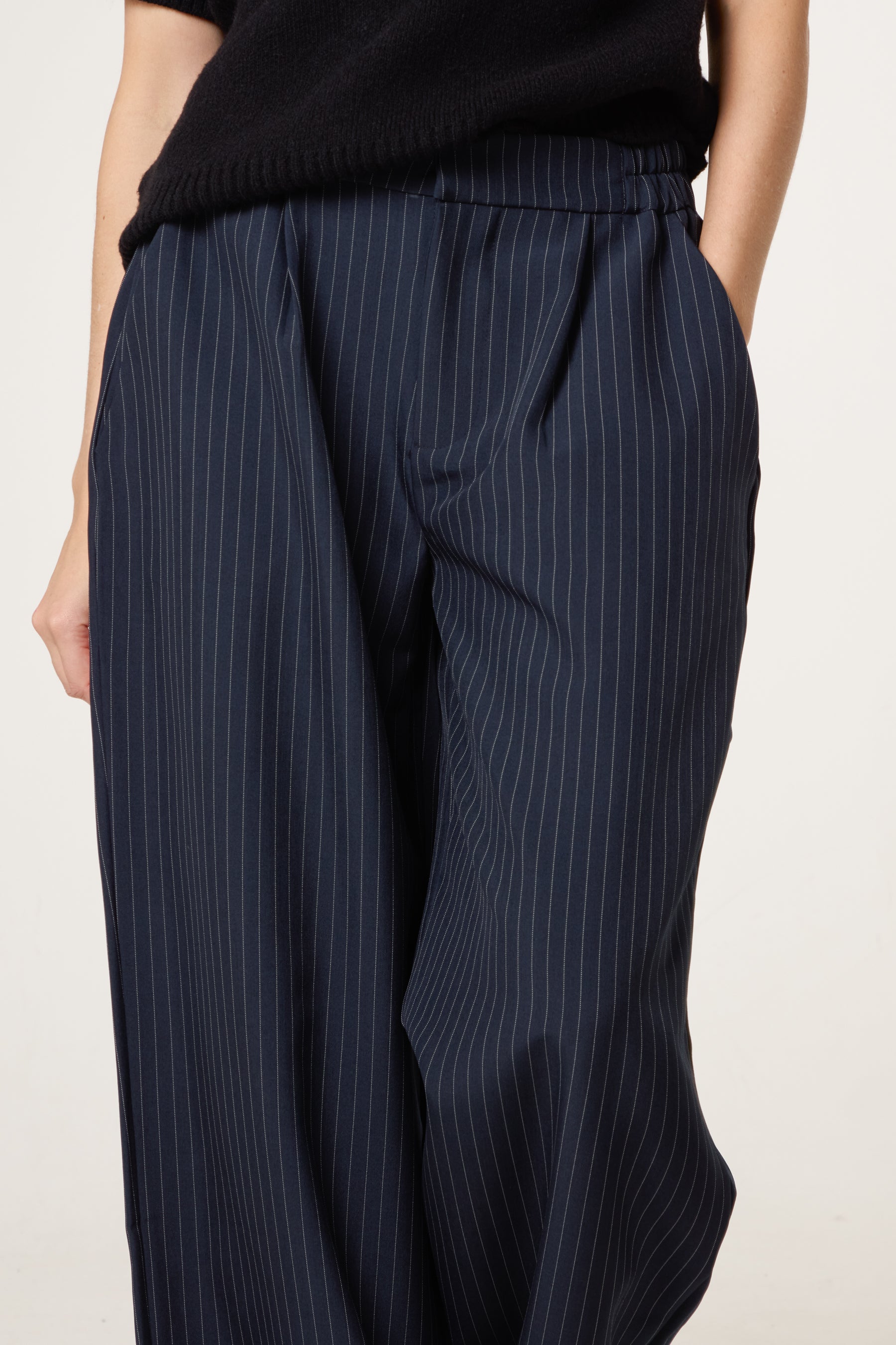 Button Waist Pinstripe Trouser