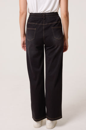 Heart Elastic String Wide Leg Jeans