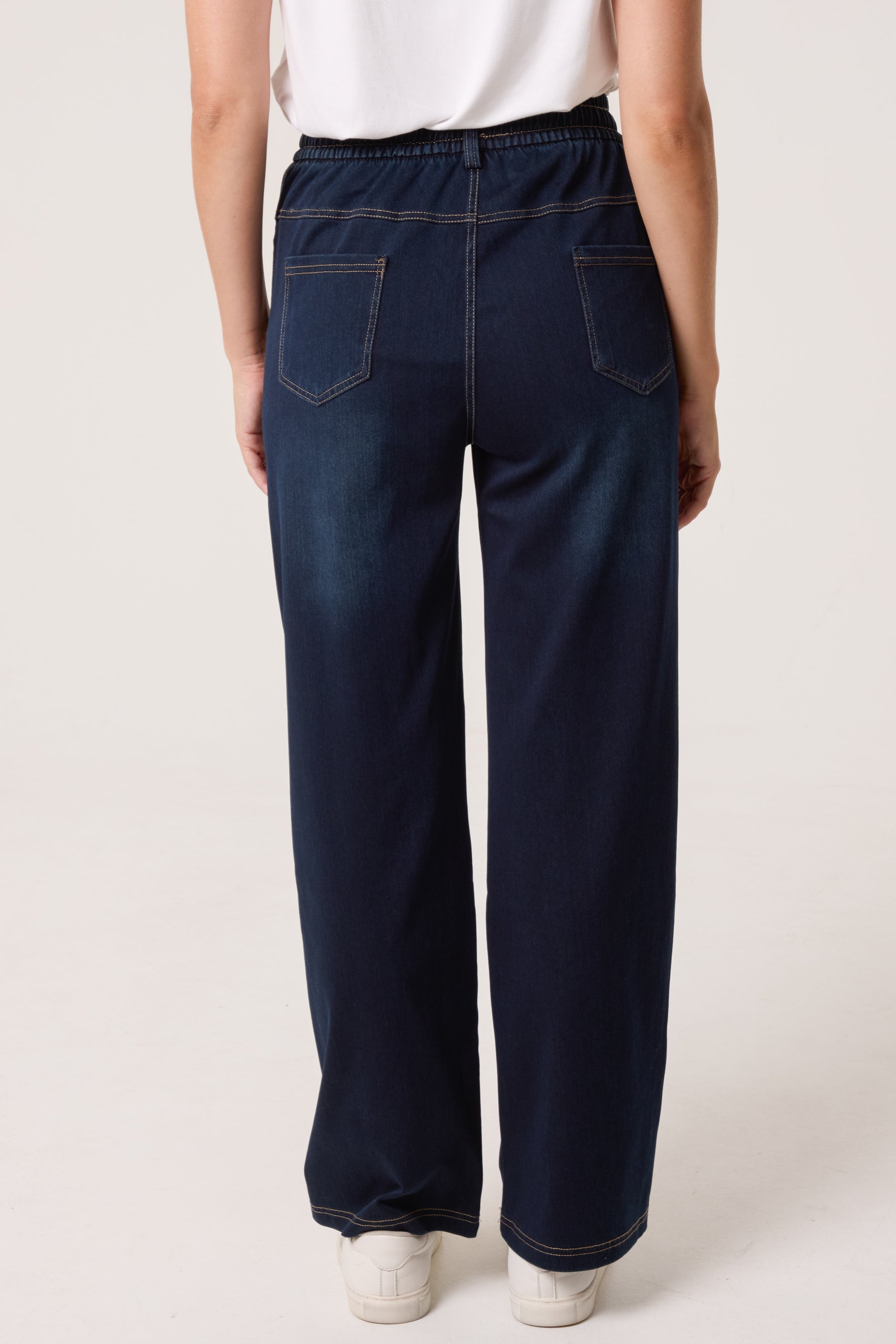 Heart Elastic String Wide Leg Jeans