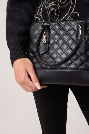 Quilted Faux Leather Hand Bag w/ Shoulder Strap