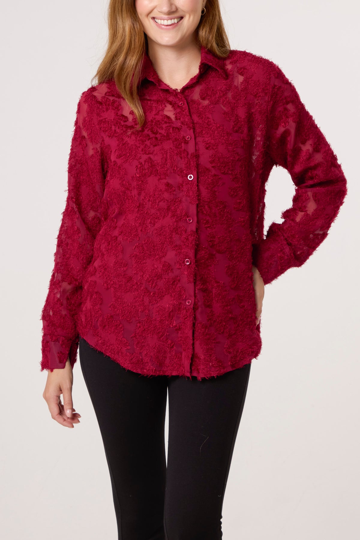 Knit Detail Mesh Shirt